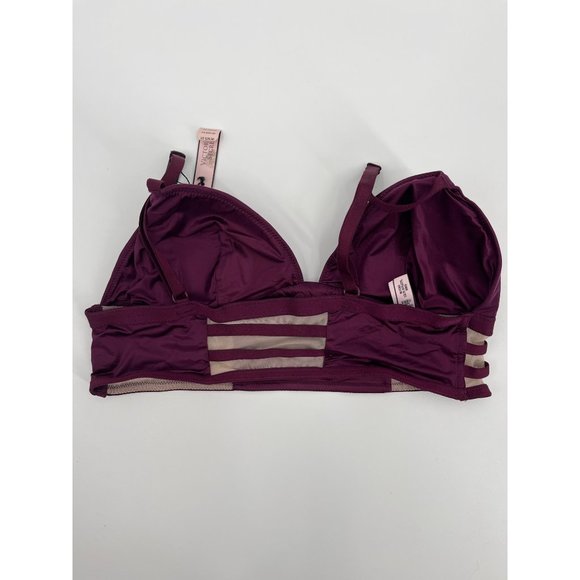 Victoria's Secret‎ Size M Maroon Mesh Panel Adjustable Strap Wire Free Bralette - Picture 2 of 5